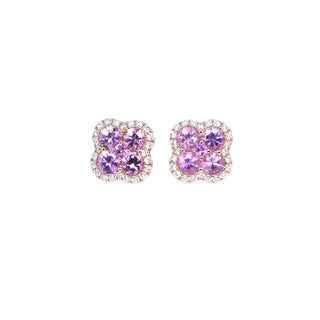 Clover Pink Sapphire & Diamond Earrings