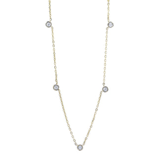 Bezel Diamond Drop Station Necklace