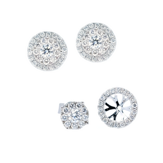 11mm Diamond Halo Jackets & Illusion Set Stud Earrings