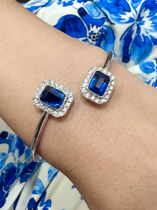 Emerald Cut Kyanite Twist Flex Bangle - Johnny Jewelry
