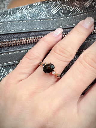 Galaxy Black Spinel & Diamond Ring