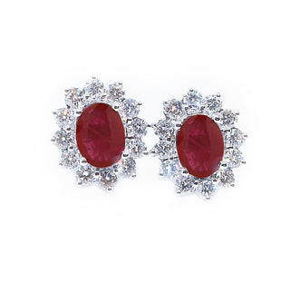 Classic Oval Ruby & Diamond Earrings - Johnny Jewelry