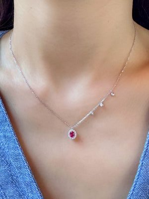 Ripple Ruby/ Sapphire & Diamond Necklace