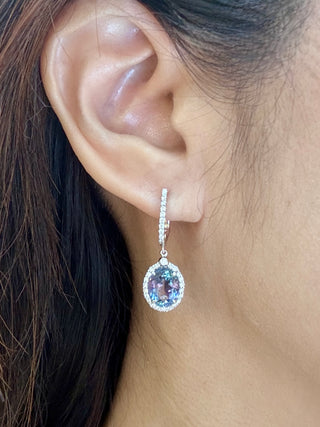 Periwinkle Blue Tanzanite & Diamond Drop Earrings - Johnny Jewelry