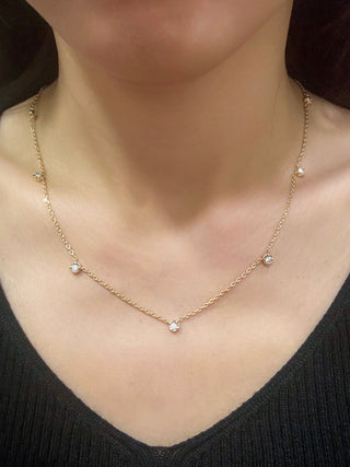 Bezel Diamond Drop Station Necklace