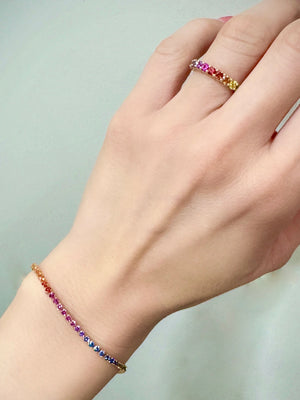 2mm Gradient Rainbow Sapphire Bracelet