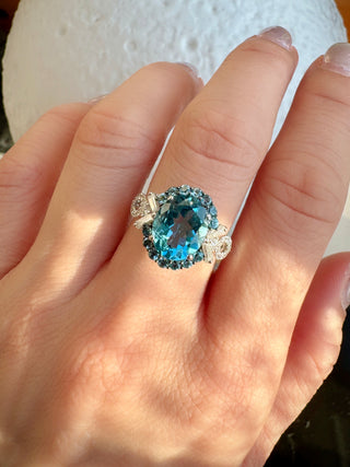 Mermaid Blue Topaz & Diamond Ring