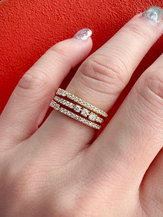 7mm Triple Band Diamond Ring - Johnny Jewelry