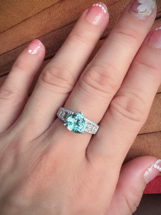 Pastel Seafoam Tourmaline & Diamond Ring