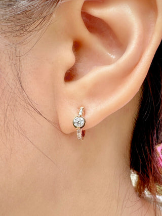 Diamond Huggies & Lavender Jade Drop Earrings