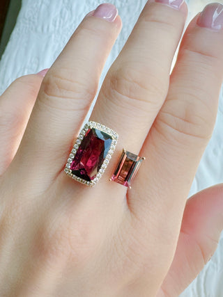 Toi Et Moi Burgundy & Pink Tourmaline Ring