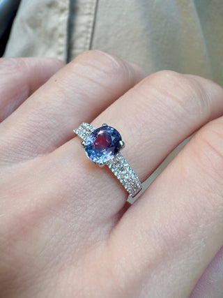 Lilac Purple Sapphire & Diamond Ring