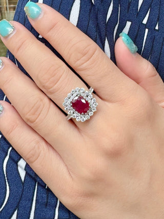 Lacy Double Halo Ruby & Diamond Ring
