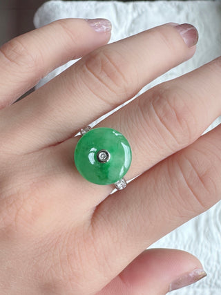 Jade Donut & Diamond Ring