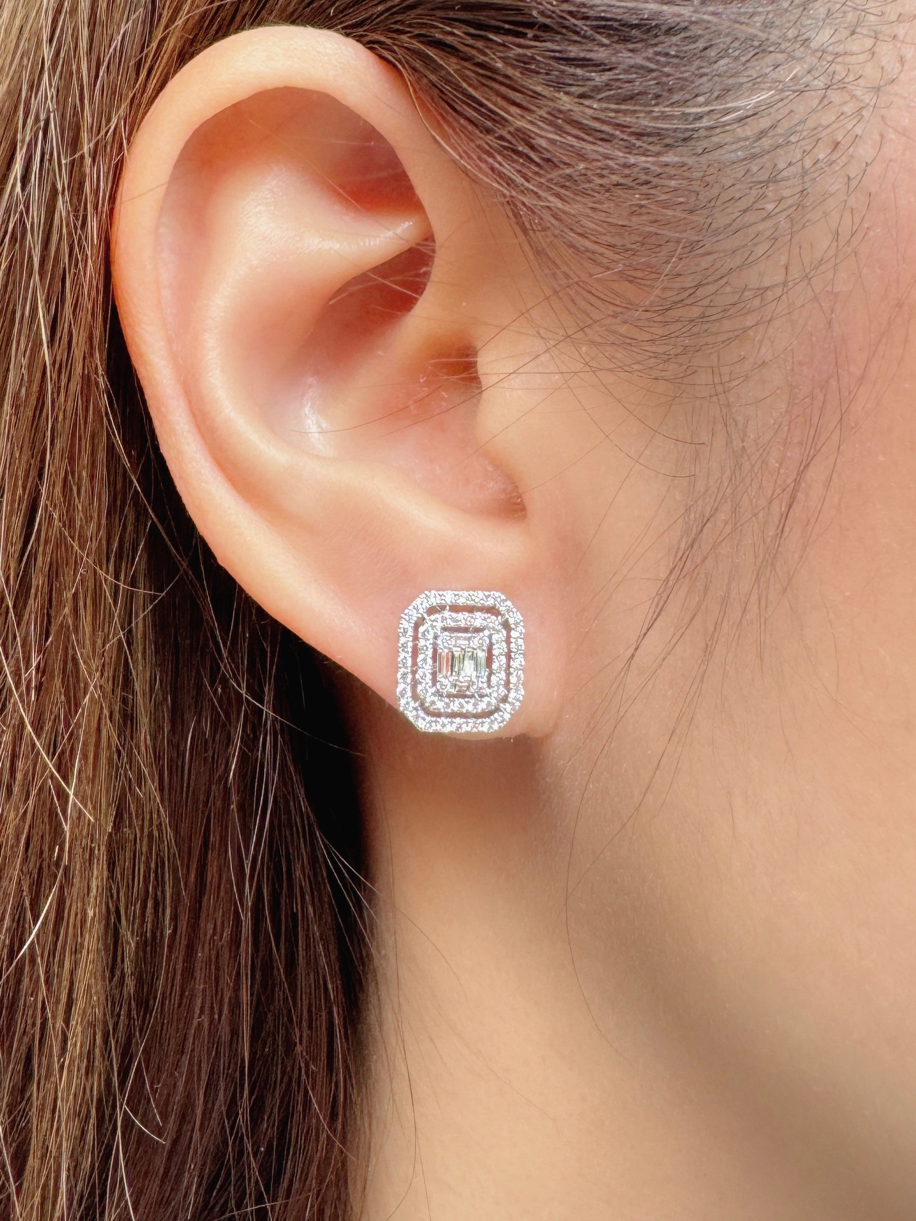 Double Halo Illusion Set Emerald Cut Diamond Earrings – Johnny Jewelry