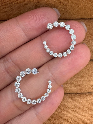 3/4" Graduated Diamond Semi Circle Earrings