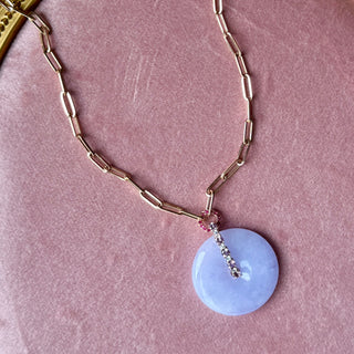 Lavender Jade Donut Paperclip Chain Necklace