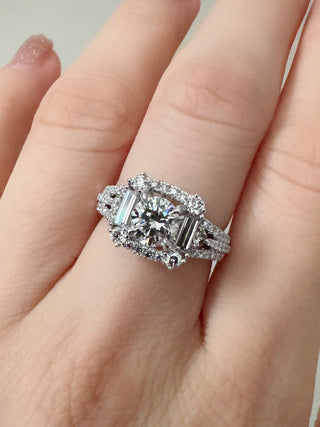 Art Deco Style Diamond Halo Ring