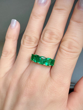 5 Stones Emerald Cut Emerald Anniversary Band