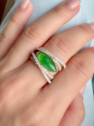 East West Criss Cross Jade & Diamond Ring