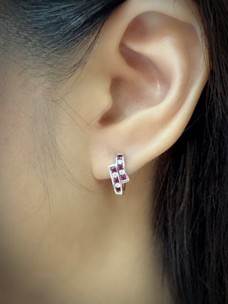 Bypass Sapphire & Diamond Huggie Earrings