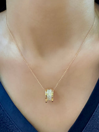 Pave Diamond Barrel Necklace - Johnny Jewelry
