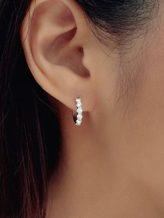 13mm Shared Prong Diamond Huggies