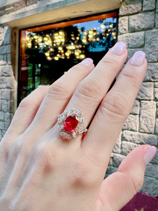 Ballerina Flame Spinel & Diamond Cocktail Ring