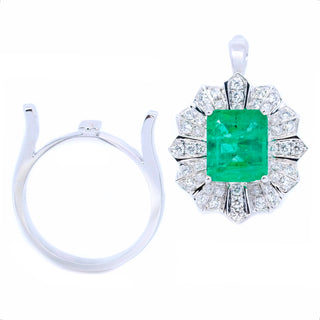 Gatsby Emerald Cut Emerald & Diamond Ring/ Pendant