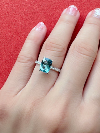 Cushion Santa Maria Aquamarine & Diamond Ring