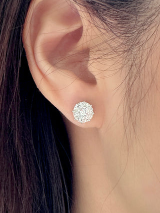 Swirl Illusion Pie Cut Diamond Studs & Jackets