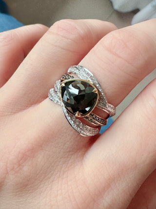 Rose Cut Black Diamond Multi Row Diamond Ring