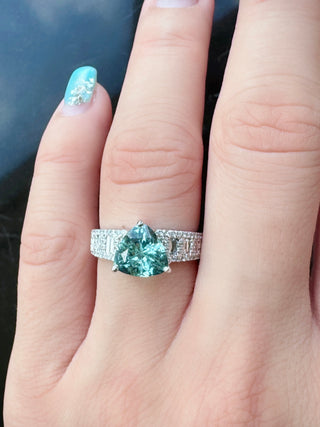 Pastel Seafoam Tourmaline & Diamond Ring