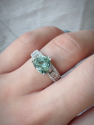 Pastel Seafoam Tourmaline & Diamond Ring