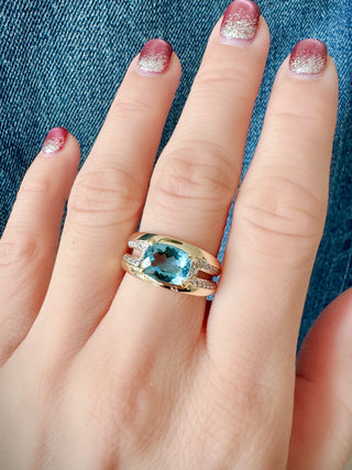 East West Santa Maria Aquamarine Ring - Johnny Jewelry