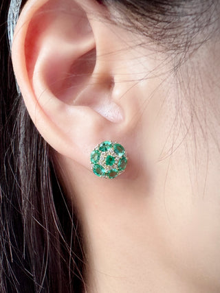 Blossom Emerald & Diamond Cluster Earrings