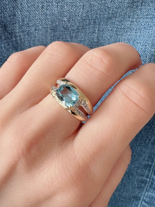 East West Santa Maria Aquamarine Ring - Johnny Jewelry