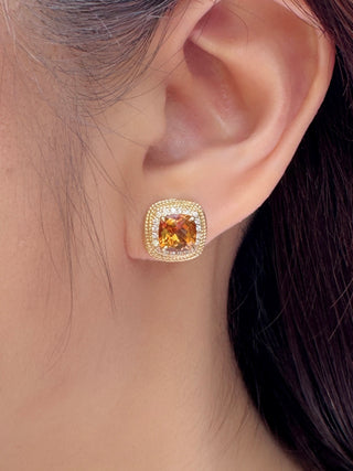 Rope Bezel Citrine & Diamond Halo Studs