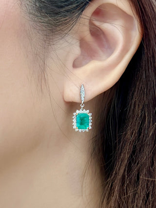 Emerald cut Emerald & Diamond Drop Earrings