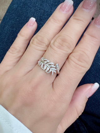 Diamond Feather Emerald Drop Ring