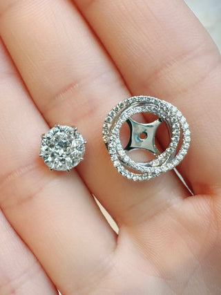 Swirl Illusion Pie Cut Diamond Studs & Jackets