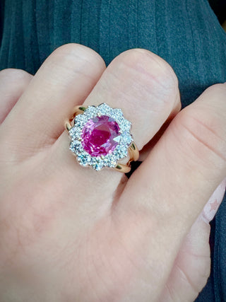 Eternal Bloom Pink Sapphire & Diamond Halo Ring