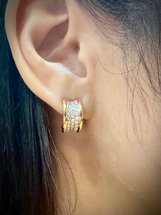 Pave Diamond Half Hoop Earrings