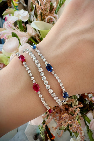 7 Stones Sapphire & Diamond Tennis Bracelet