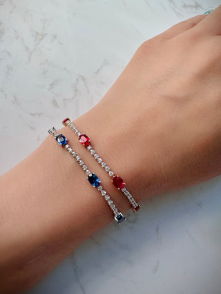 7 Stones Sapphire & Diamond Tennis Bracelet
