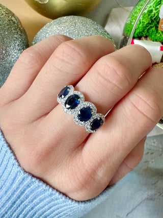 Four Stones Sapphire & Diamond Anniversary Band