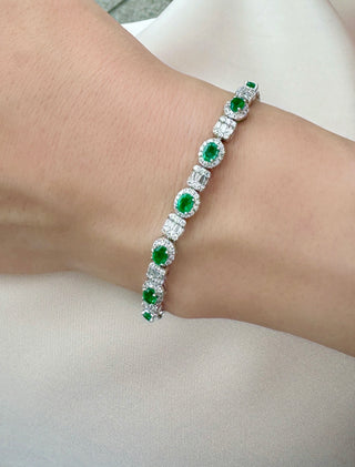 Art Deco Emerald & Diamond Tennis Bracelet