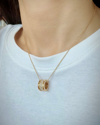 Pave Diamond Barrel Necklace - Johnny Jewelry