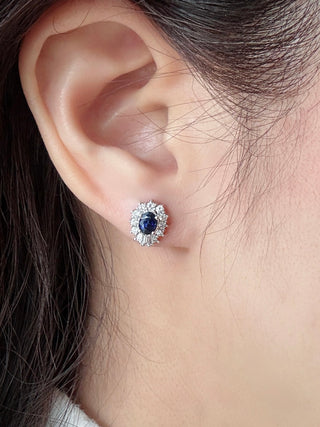 Art Deco Sapphire & Diamond Halo Earrings