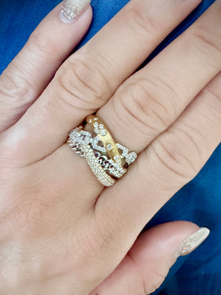 Multi-Link Criss Cross Two Tone Diamond Ring - Johnny Jewelry